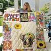 Elephant Sunflowers Make Love Not War Boho Quilt Blanket