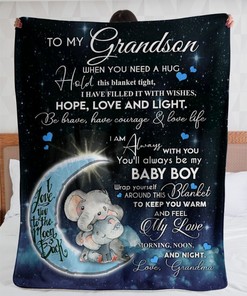 Elephant To My Grandson I Am Always With You You'll Always Be My Baby Boy Quilt Bedding Set