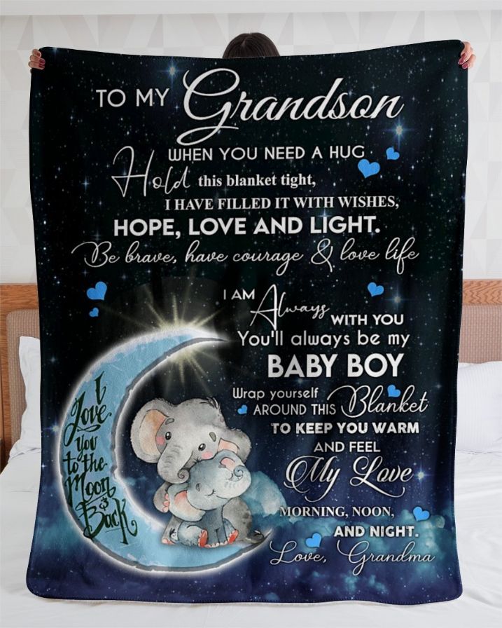 Elephant To My Grandson I Am Always With You You'll Always Be My Baby Boy Quilt Bedding Set