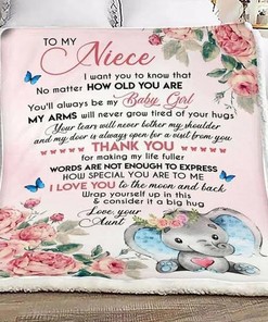 Elephant and Butterfly Blanket Cute Gift for Nieces and Families