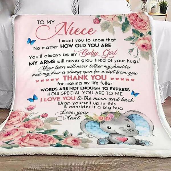 Elephant and Butterfly Blanket Cute Gift for Nieces and Families