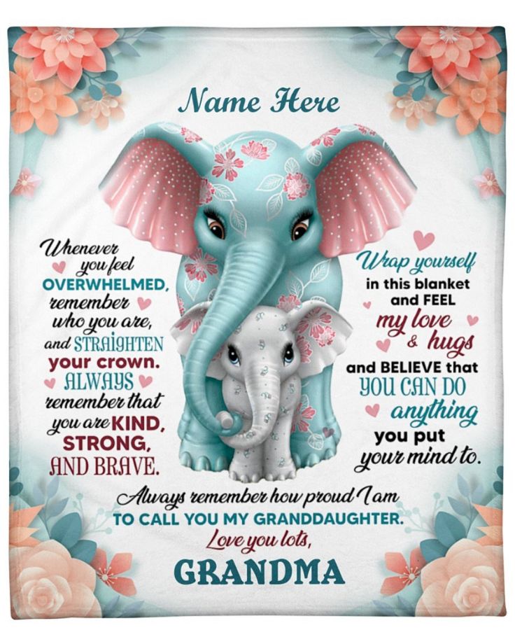 Elephant and Flower Quilt Bedding Set for Granddaughter from Grandma