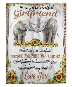 Elephants Blanket To My Beautiful Girlfriend Fleece Blanket- Friend Was A Choice For Girlfriend Family