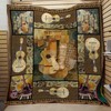 Elevate Your Quilt Game With This Guitar And Keys Guitar Retro Quilt Blanket
