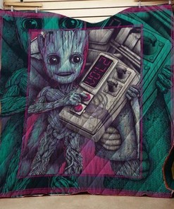 Elevate Your Space with This Retro Fanart Groot Quilt Blanket