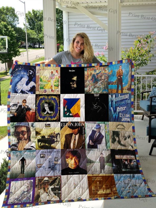 Elton John Discography Poster Collection Quilt Bedding Set