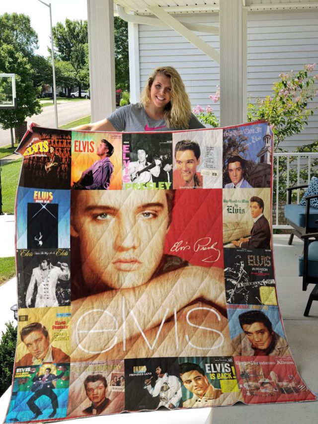 Elvis Presley Lyrics Collection Quilt Bedding Set - Vintage Gifts for Music Lovers