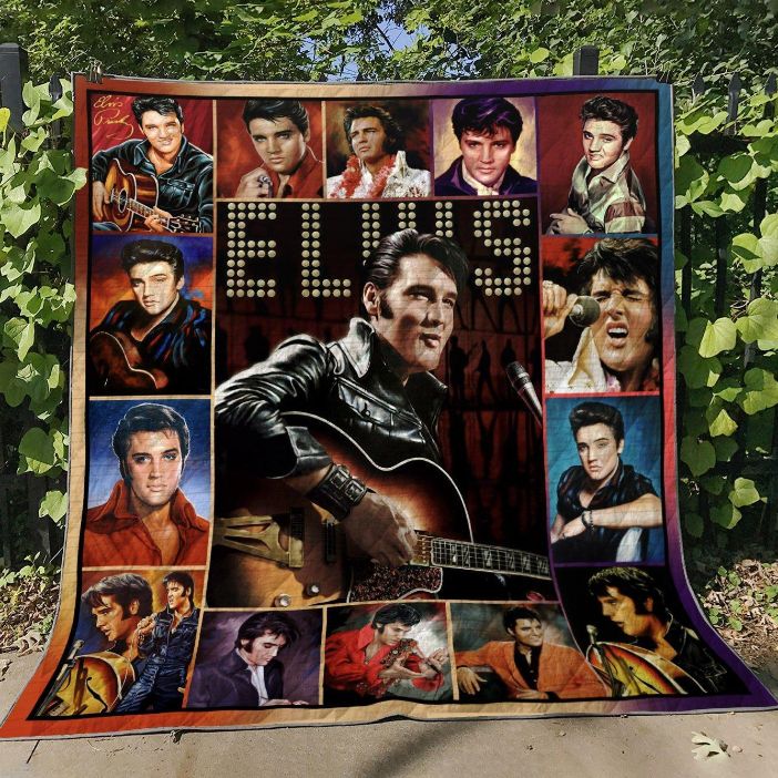 Elvis Presley Vintage Music Quote Quilt Bedding Set for Fans