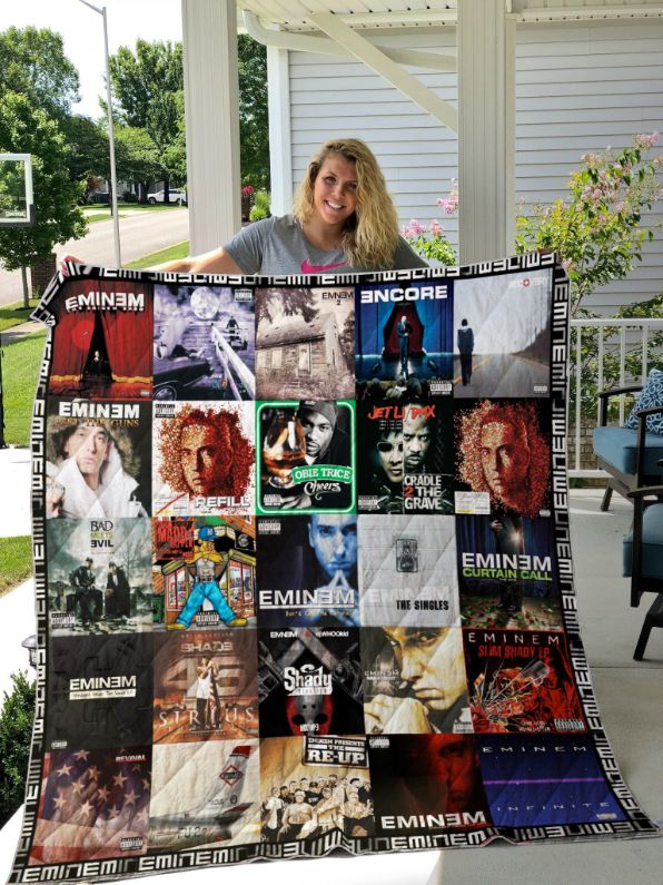 Eminem Albums Co Poster Curtain Call Quilt Blanket, Ideal for Fans of Rap and Hip-Hop Music
