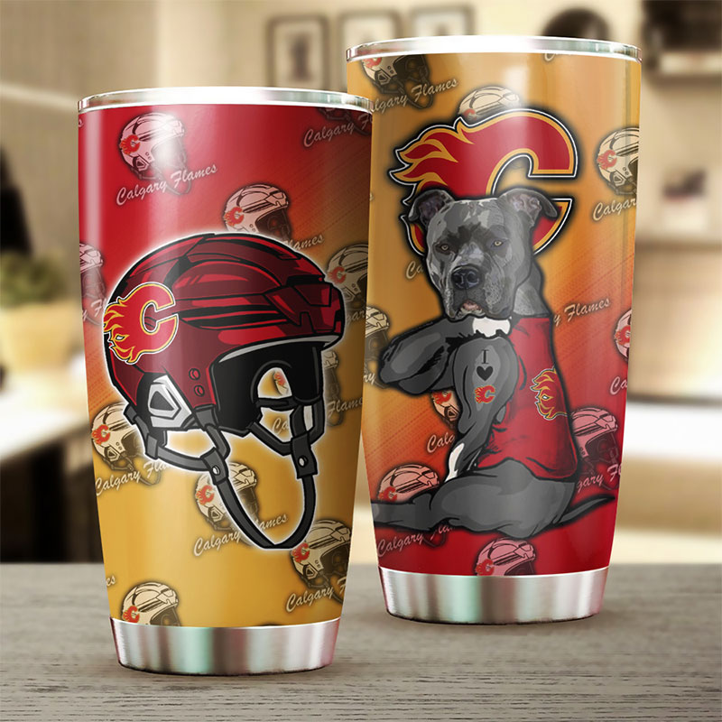 Enjoy Your Drink with Your Dog and This Calgary Flames NHL Tumbler