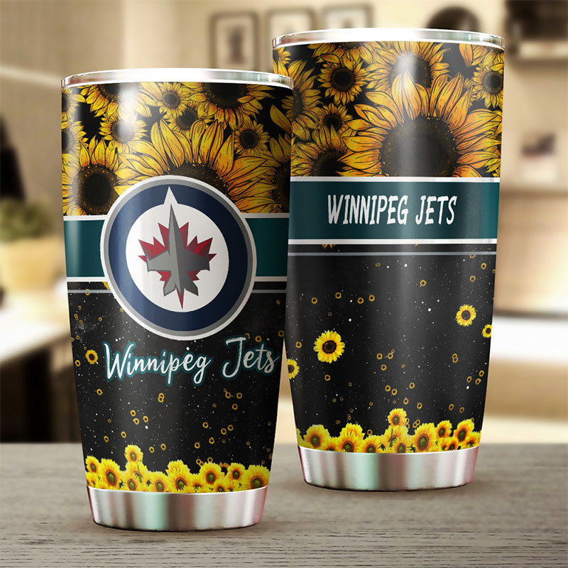Enjoy Your Favorite Drinks in Style with This Beautiful Sunflower Jets NHL Tumbler - Image 2