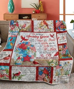 Enjoy the Old Rugged Cross with this Cardinal Quilt Blanket - Perfect Gift