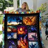 Epic Flying Dragon Colorful Border Quilt Blanket - A Fantasy Adventure for Kids