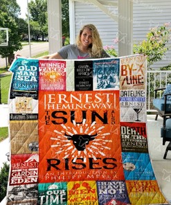Ernest Hemingway Quilt Blanket - Escape to Paradise for Book Lovers