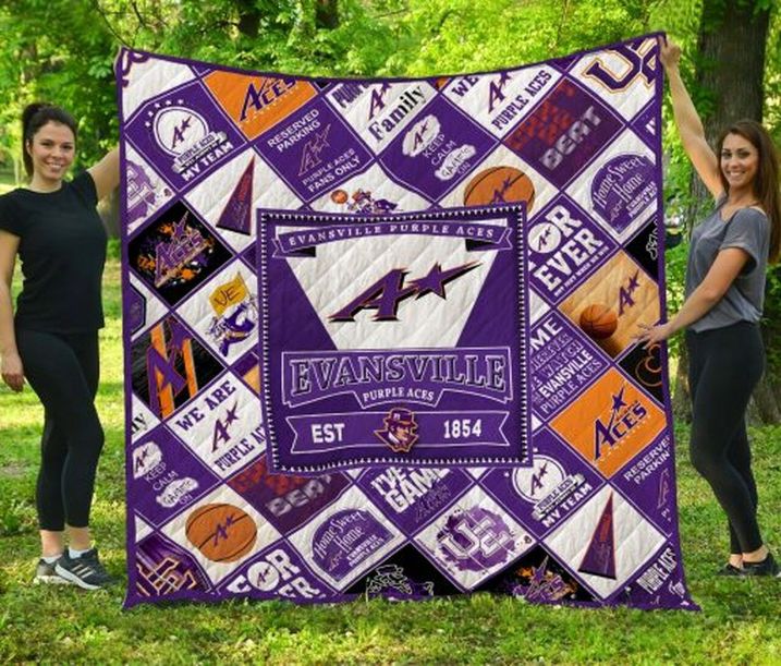 Evanville Purple Aces NCAA Quilted Bed Cover for a Classic Look