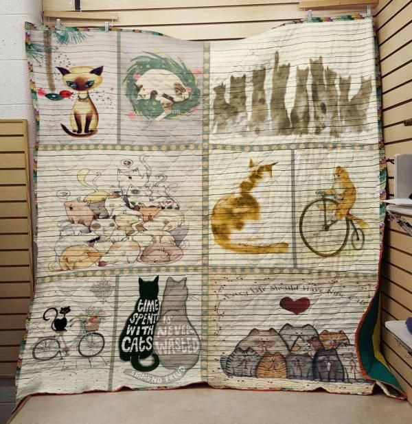 Every Life Should Have Nine Cats Cat Lo Quilt Blanket - A Beautiful Quilt Bedding Set for Cat Lovers and Cat