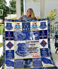 Eveton F.C To My Grandson Grandmom Quilt Blanket - Gift Your Grandson the Best with Everton F.C Quilt Bedding Set
