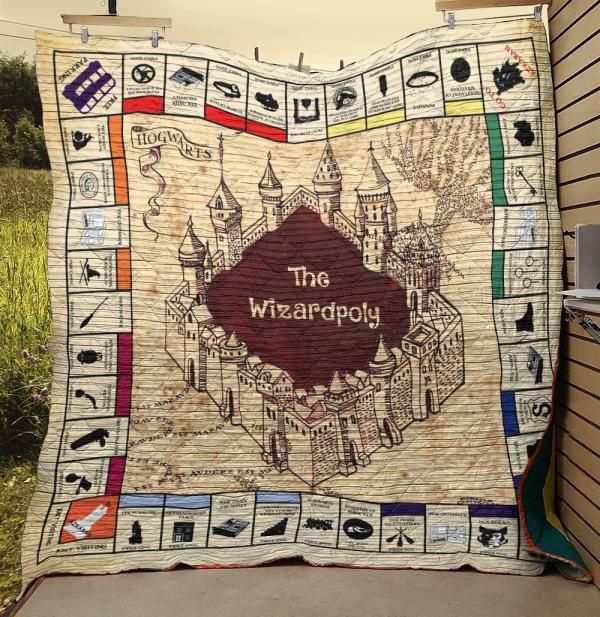 Explore the Wizarding World with Poly Map Harry Potter Quilt Blanket