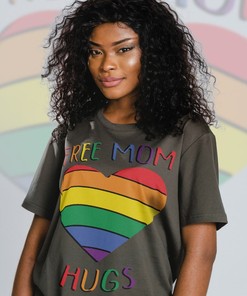 FREE Mom Hugs Unisex Tee | Pride Rainbow Love Symbol Movement Shirt for Human's Rights