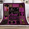 Faith Black Women Christ Who Gives Me Strength: Quilt Bedding Set with Fleece Blanket with Inspirational Quote