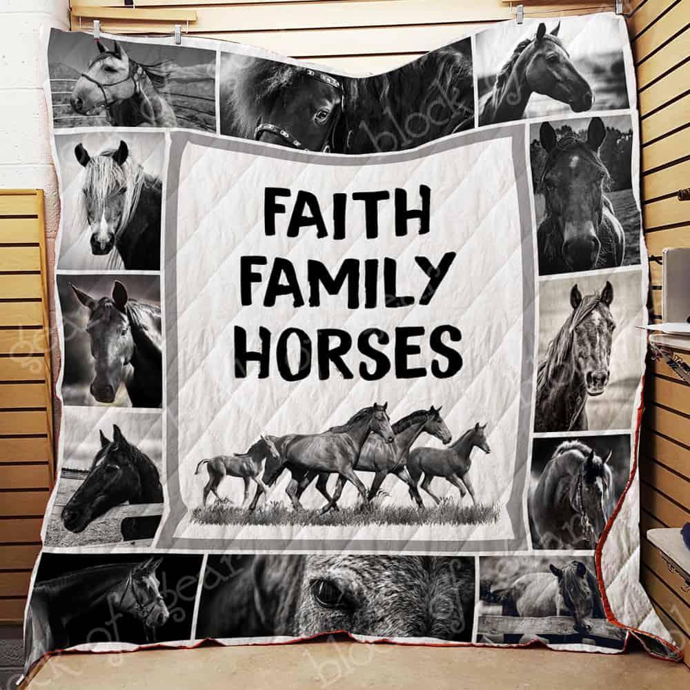 Faith, Family, and Horses Quilt Bedding Set