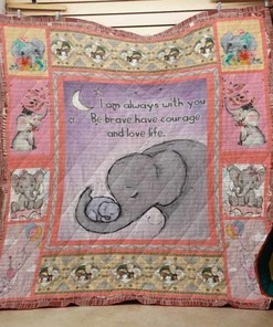 Family I am Always with You Elephant Quilt Blanket Bed Set Twin