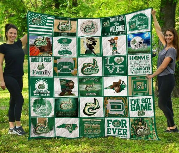 Family Ncaa Charlotte 49ers Quilt Bedding Set with Collected Soft Quilt Blanket