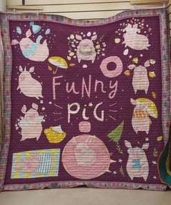 Fanart Funny Pig Themed Quilt Blanket with Keywords