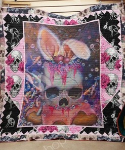 Fancy Skull Wearing Bunny Ears Quilted Bedding Set - For a Playful Touch