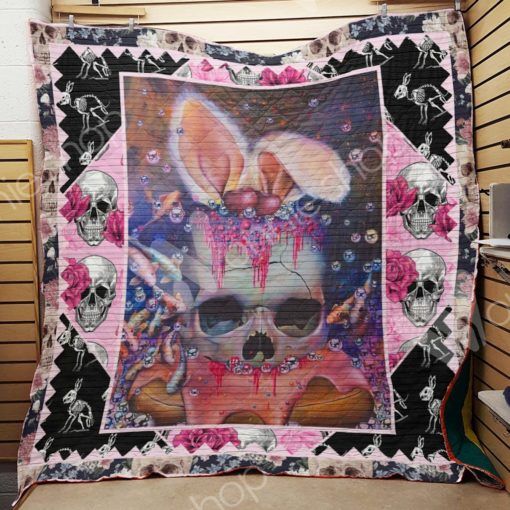 Fancy Skull Wearing Bunny Ears Quilted Bedding Set - For a Playful Touch