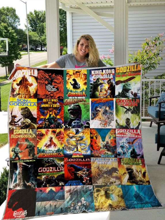 Fans Collection Quilt Blanket with All Godzilla Movies Design and Comfortable Material