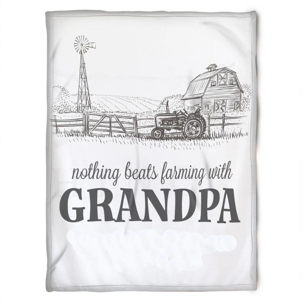 Farm Life Fleece Blanket for Grandparents from Granddaughter and Grandson