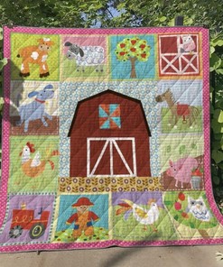 Farmer with Animals Rustic Quilt Bedding Set