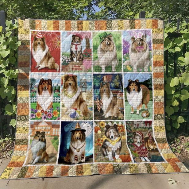 Fashionable Sheltie Quilt Bedding Set, Perfect for Dog Lovers