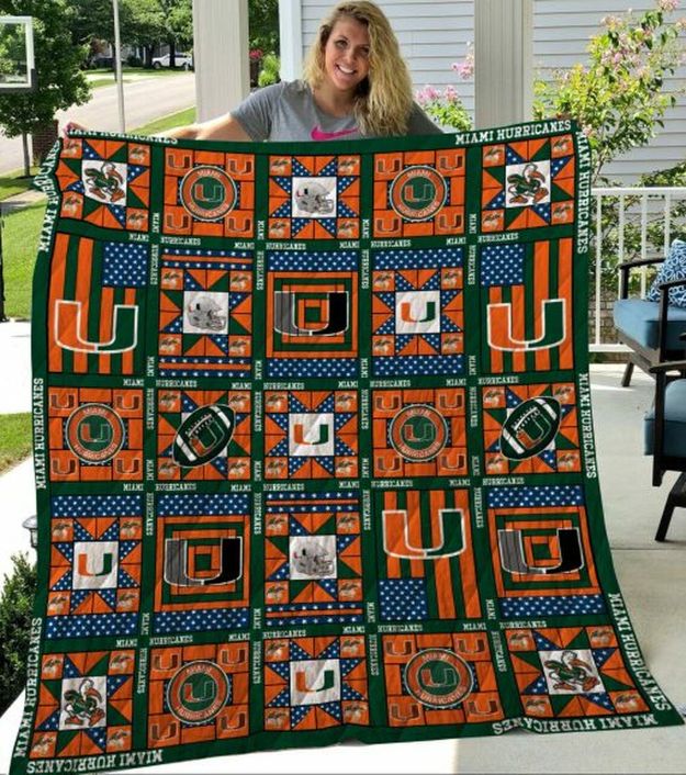 Fear The Canes NCAA Miami Hurricanes Collection Quilt Bedding Set