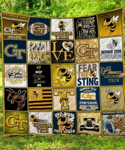 Fear The Sting NCAA Georgia Tech Yellow Jackets Collection Quilt Bedding Set with Sporty Design