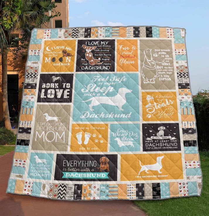 Feel Safe At Night Sleep With A Dachshund Quilt Blanket for Dog Lovers