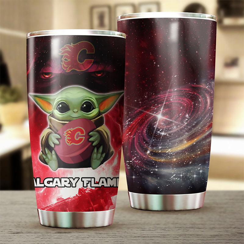 Feel the Force with This Baby Yoda Calgary Flames NHL Tumbler - Image 2