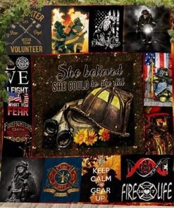 Female Firefighter Quilt Blanket - She Believed She Could So She Did