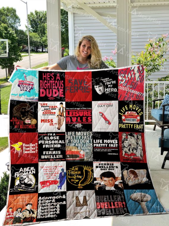Ferris Bueller's Day Off Collection Quilt Blanket with Classic Movie Theme