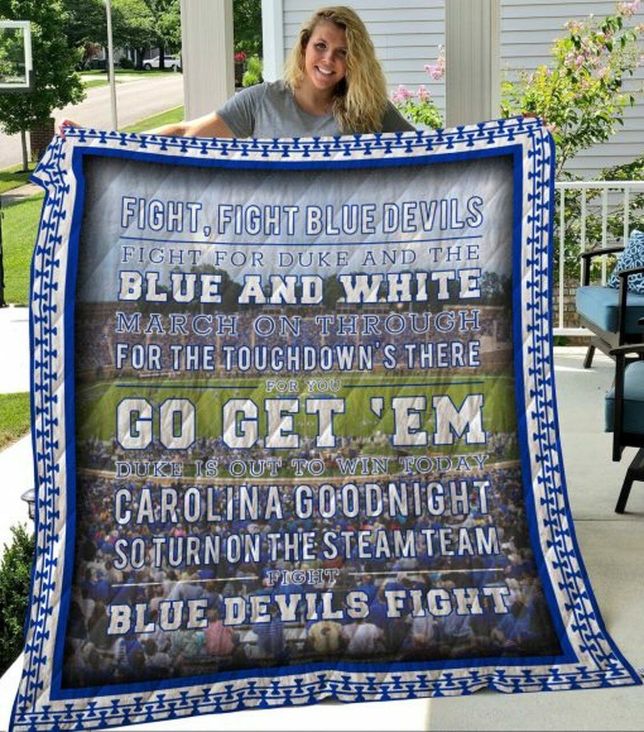 Fight Fight Blue Devils Ncaa Depaul Blue Demons Quilt Bedding Set with Collected Collection Quilt Blanket