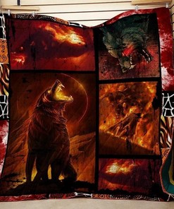 Fire Wolves Quilt Blanket - Blaze Of Glory Fire Wolves