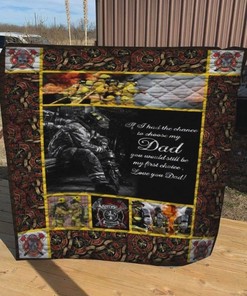 Firefighter Dad Quilt Bedding Set - Always In My Heart