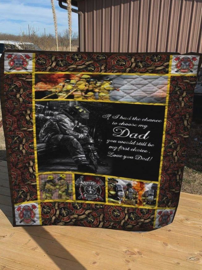 Firefighter Dad Quilt Bedding Set - Always In My Heart