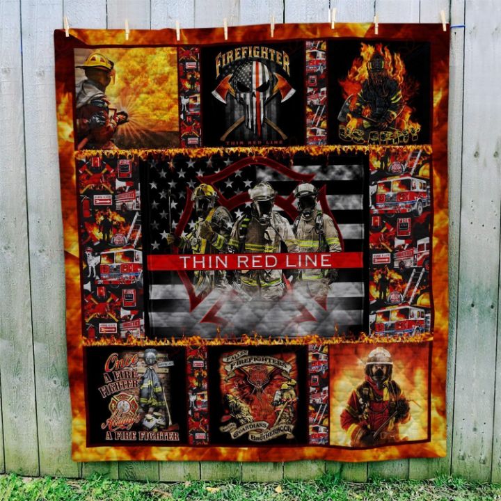 Firefighter Thin Red Line Full Size Quilt Bed Set