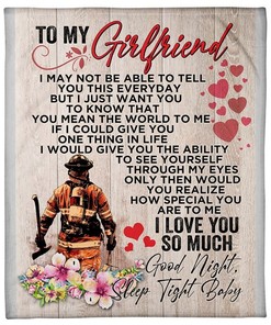 Firefighter's Girlfriend Quilt Blanket - I Love You So Much