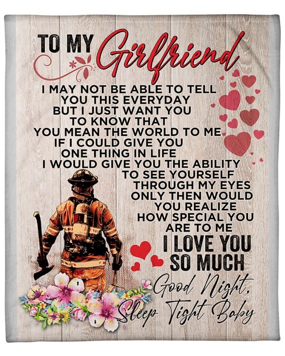 Firefighter's Girlfriend Quilt Blanket - I Love You So Much