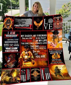 Fireman Theme Quilt Blanket - Ideal for Firefighter Supporters