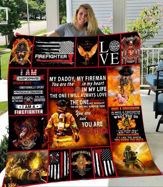 Fireman Theme Quilt Blanket - Ideal for Firefighter Supporters