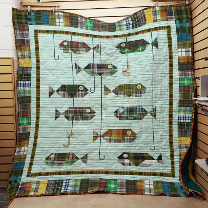 Fishing Camo Pattern Fishing Quilt Blanket For The Avid Fisher